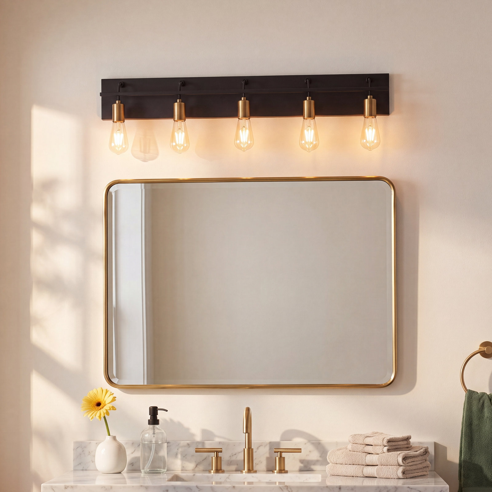 Tae 5 Light Dimmable Bath Bar, No Bulb