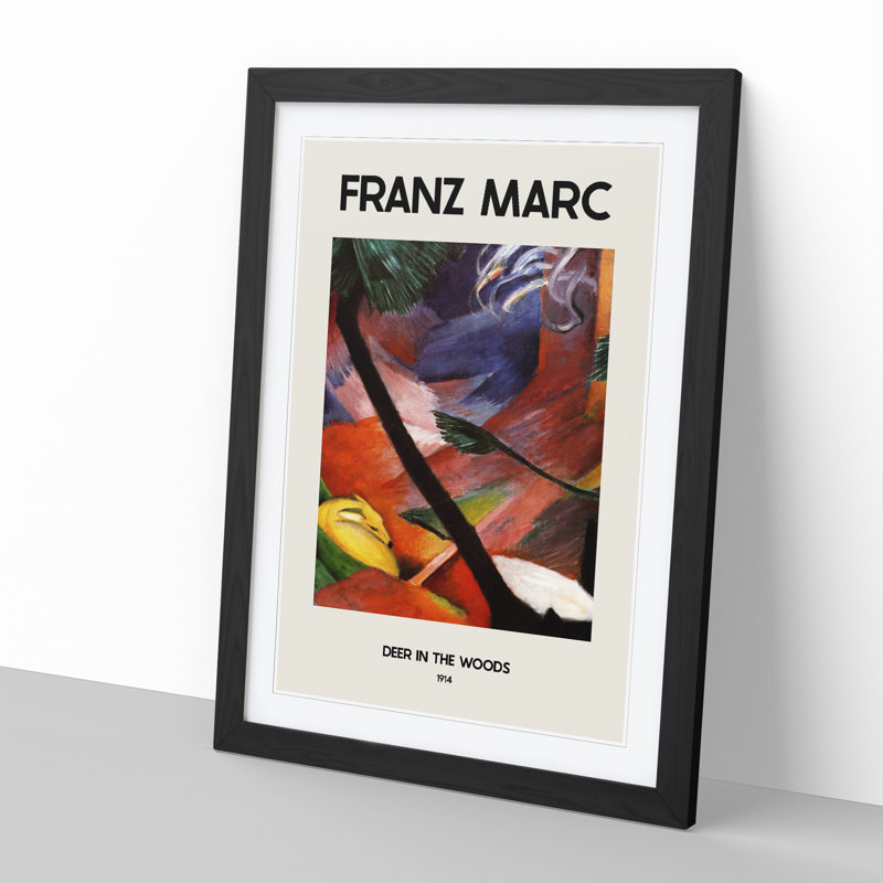 Sleeping Deer in the Forest - Picture Frame Painting, 65cm H x 48cm W x 2cm D, Black