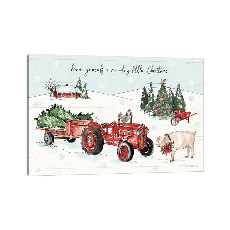 Holiday On The Farm I With Headlights by Anne Tavoletti - Wrapped Canvas Gallery-Wrapped Canvas Giclée