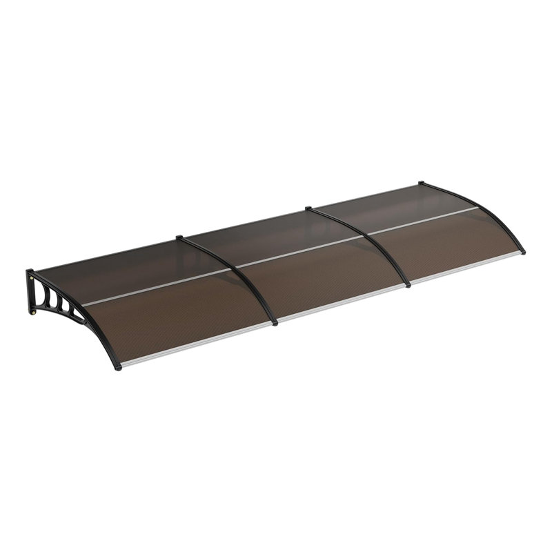 118.2" x 39.4" Window Awning Front Door Eave Seamless Polycarbonate Sun Shade UV Rain Canopy, Brown