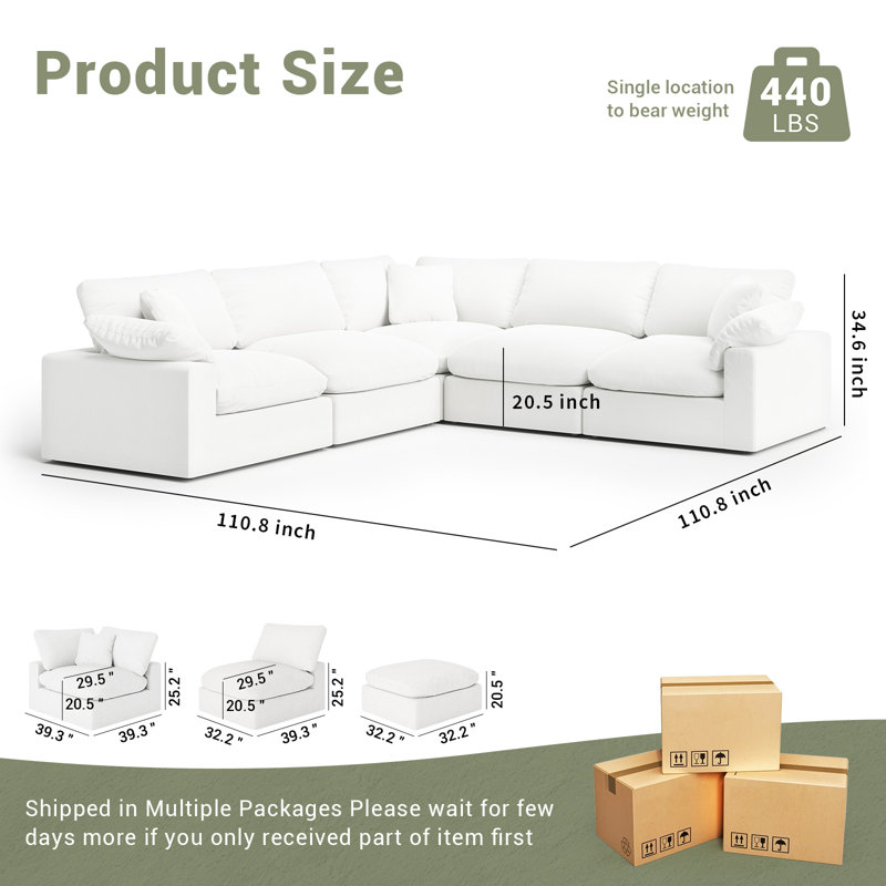 Canapé modulaire surdimensionné Cloud, Blanc