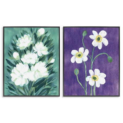 «Painterly Jasmine & Poppies», ensemble de 2 giclées encadrées, design par Camila Juncos