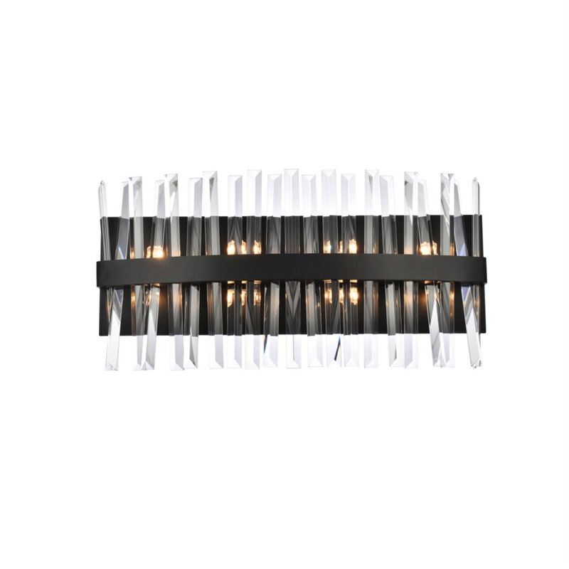 Athol Dimmable Flush Mounted Sconce, Black,  12" H x 5" W x 24" D, 8 Lights