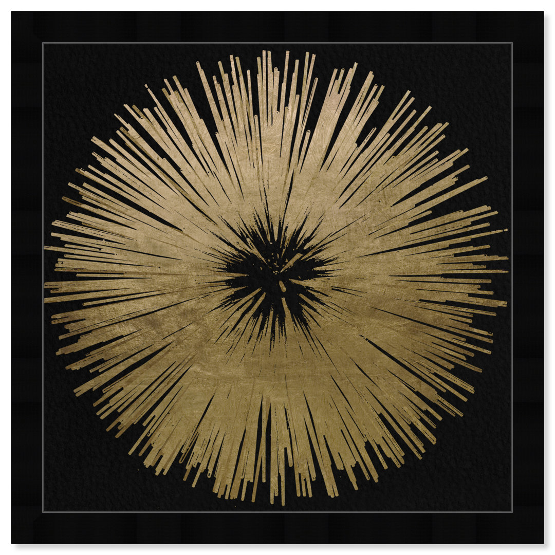 Black And Gold Abstract " Sunburst Golden Night " by Oliver Gal Oliver Gal Prints