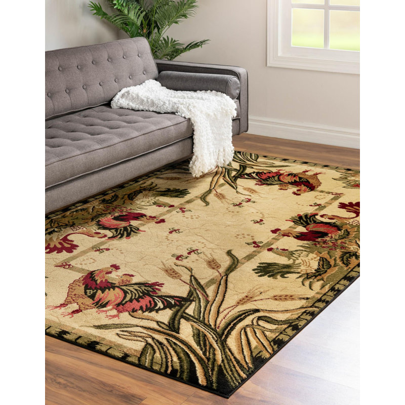 Tapis noir / vert Andersonville, Rectangle 3 pi 3 po x 5 pi 3 po, Cream