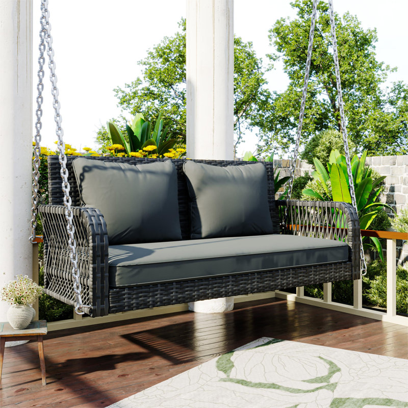 Delphi 2 Person Porch Swing, Dark Grey, Grey