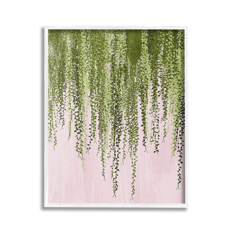 Saule, feuilles, rose, estampe numérique, art, Giclée encadrée blanc bord de mer, H 20 po x l 16 po