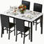 Ensemble de table de salle à manger 5 pièces pour 4 personnes, ensemble de table de cuisine et chaises en faux marbre, ensemble de 4, table de salle à manger rectangulaire avec 4 chaises de salle à manger rembourrées pour petit espace, salle à manger et salon-978967056-978967058