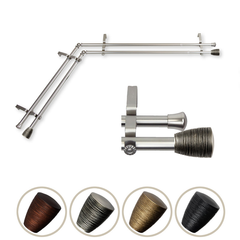 Tringle à rideaux double Tarzan 13/16 po Tarzan, 48" - 84", Nickel satiné