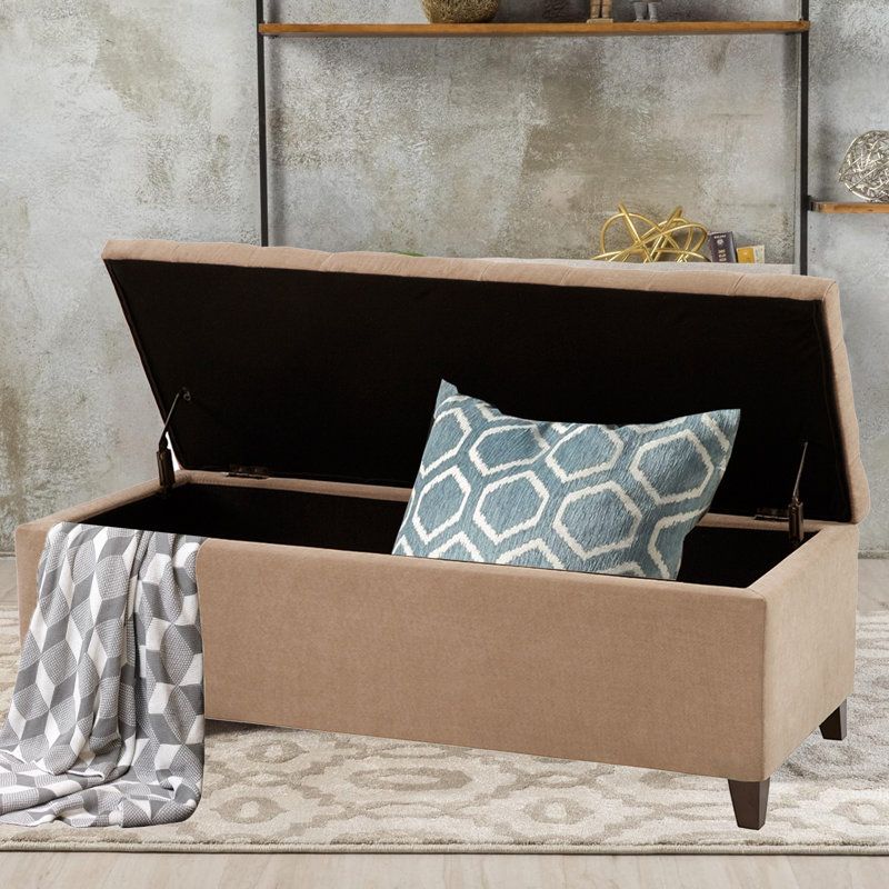 Banc de rangement rembourré 100% polyester Jahmere, Brun