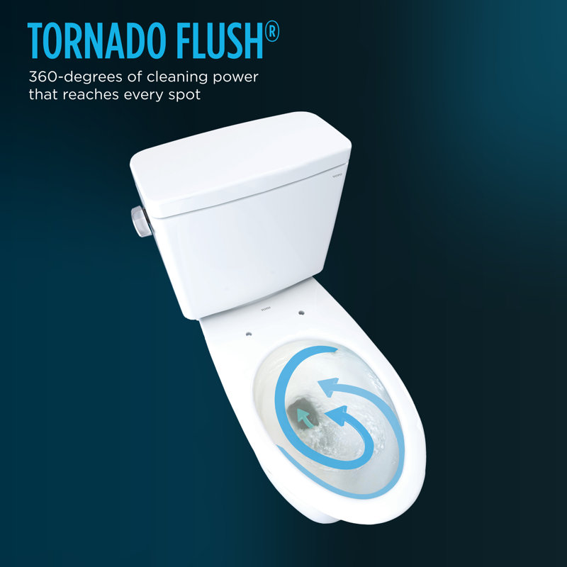 Drake® 1.6 GPF Elongated Two-Piece Toilet with Tornado Flush (Seat Not Included), Cotton, 12"