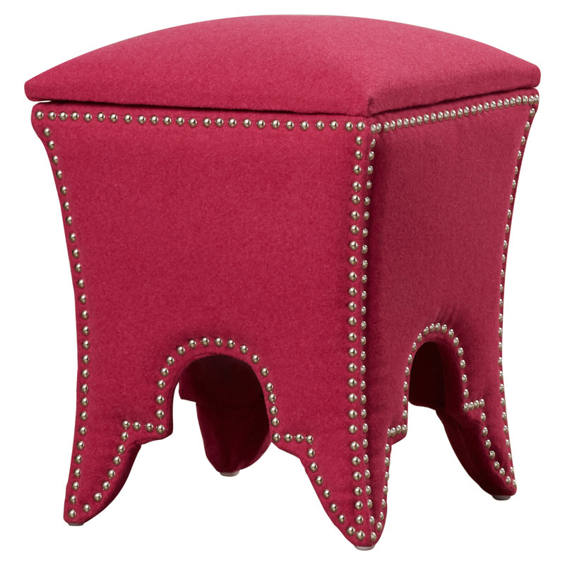 Repose-pieds carré avec rangement de 16,1 po de largeur, Argent, Beige