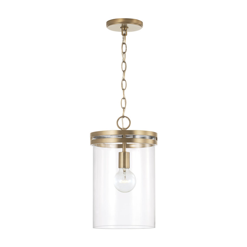 Luminaire suspendu cylindrique à 1 lumière Hippe, Laiton