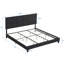 Modern King Size Upholstered Platform Bed, Linen Headboard, No Box Spring Needed, Wood Slat Support, Easy Assembly, Black Bedroom Decor Bed Frame,