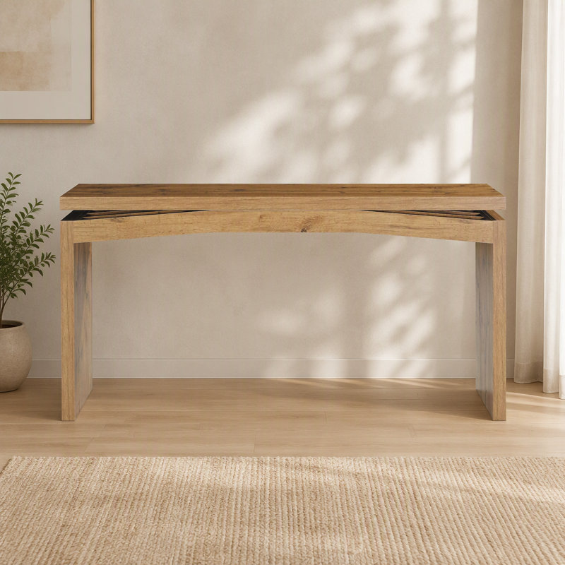 Console en bois, table d'appoint pour canapé, Natural Wood, Natural Wood, Natural Wood