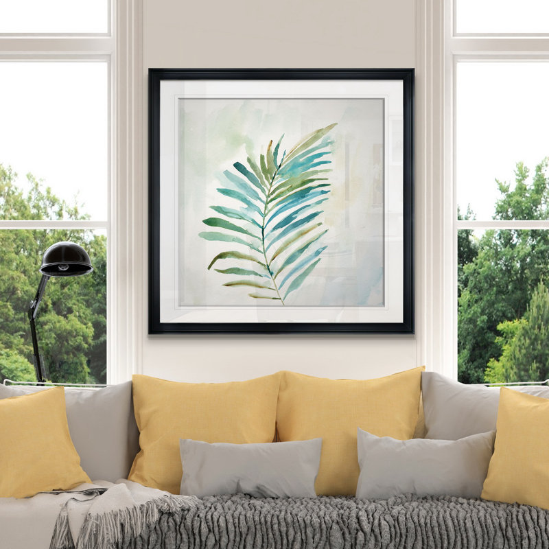 " Tropical Leaf I ", 28" H x 28" W x 1.5" D, Black Framed