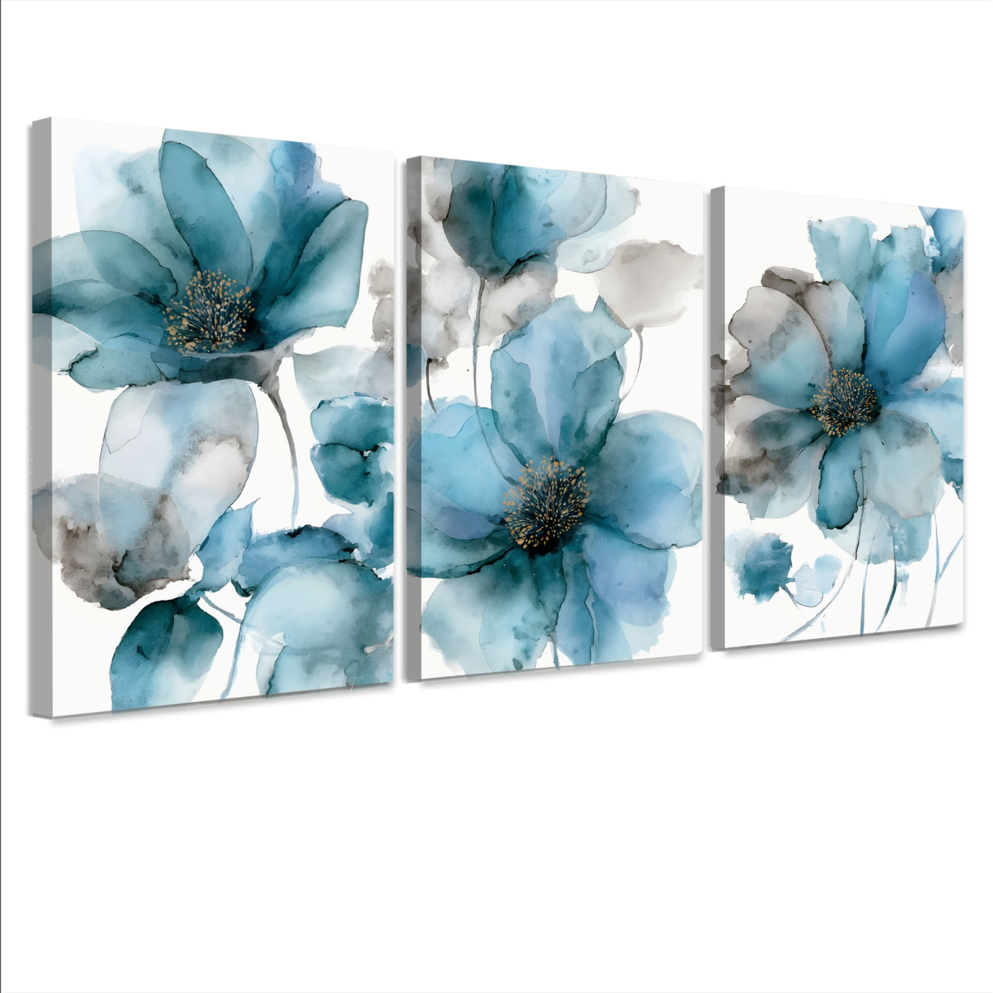 Red Barrel Studio® Floral Abstract Canvas Wrapped Wall Art, Watercolor ...