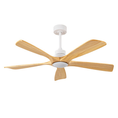 Hot Sales 52 Inch Modern Ceiling Fan With Lights - 3-Color Dimmable LED, 5 Solid Wood Blades, Remote Control, Reversible DC Motor