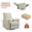 Manual Swivel Rocking Recliner Chair, Oversized Single Sofa with High Backrest & Padded Armrests, Easy-Care Faux Leather with Lumbar Support for Living Room or Nursery, Light Beige-984115259