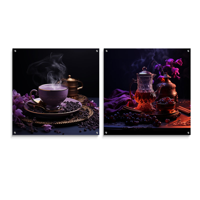 Arabian Aromes Tea Fusion - ensemble de 2 verres muraux en acrylique, H 36 po x l 73 po