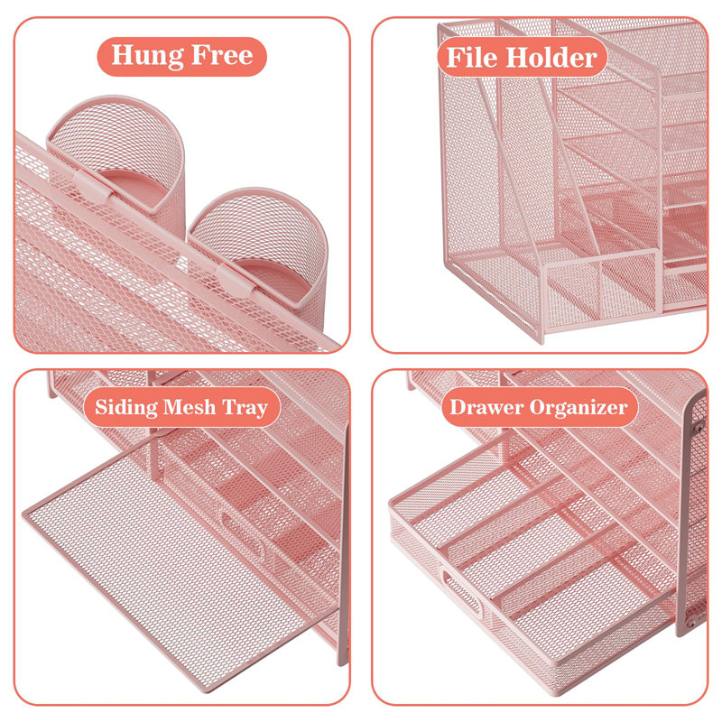 Metal Stackable File Organiser, Pink