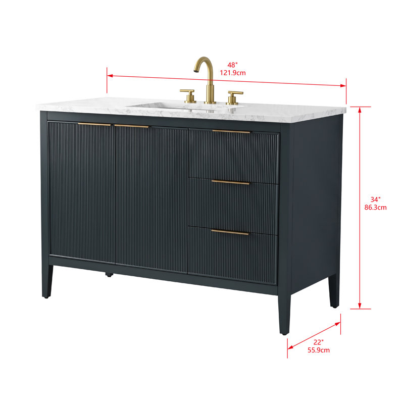 Emma 48" W Single Vanity, Vintage Blue/Brushed Bronze