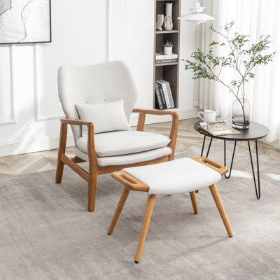 Kornelijus Upholstered Accent Chair with Ottoman