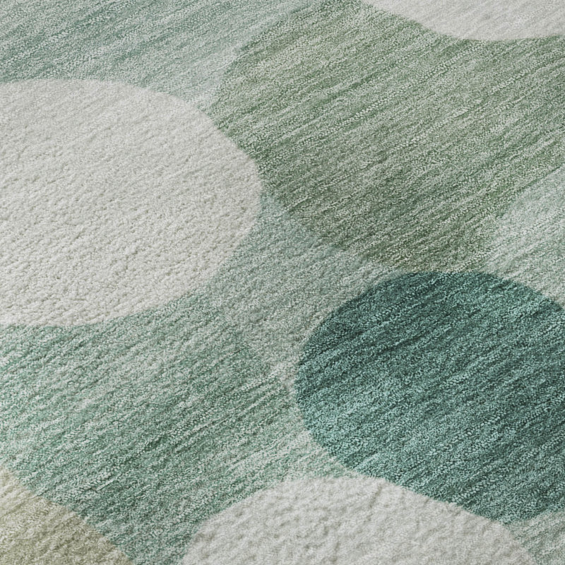 Tapis à pois Premium lavable à la machine AMF2375 Mayfield, Sarcelle, 8 pi x 10 pi