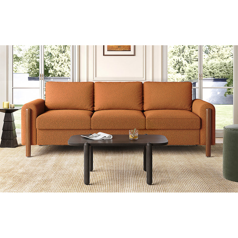 Contemporary 3-Seater Upholstered Sofa, Orange
