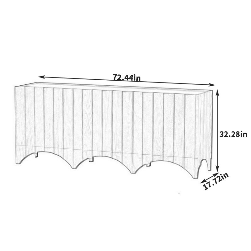 Pure Solid Wood Home Sideboard, 32.28" H x 72.44" W x 17.72" D