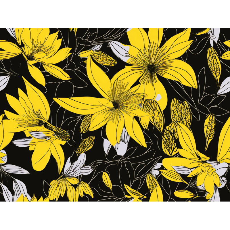 Motif floral de rideaux de fenêtre noirs - 6003, L 20 po x L 61 po