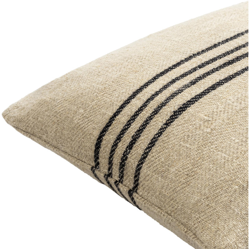 Becki Owens x Livabliss Brett Striped Linen Reversible Throw Pillow, 13"H x 20"W, Polyester
