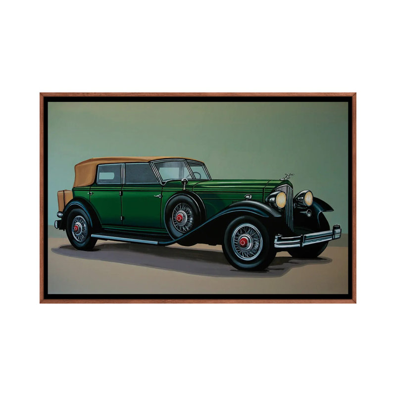 Packard Phaeton 1934 by Paul Meijering - Floater Frame Print on Canvas, Brown Framed Canvas