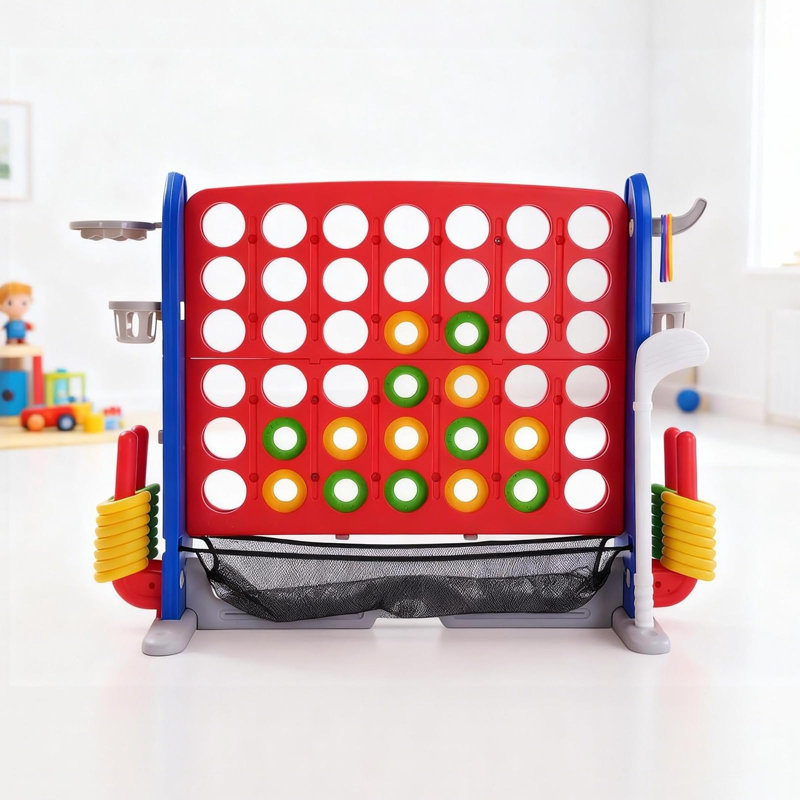Jeu de cour géant 4-in-a-rangée - Hauteur réglable Jumbo Connect Four avec dégagement rapide, basket-ball et anneau et filet