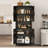 Tall Kitchen Storage Cabinet with 4 Doors – Modern Wooden Sideboard with Adjustable Shelves – Vertical Floor Cupboard for Living Room, Dining Room, Bathroom, Laundry – Wood Grain Finish, Anti-Tip Kit-729927382