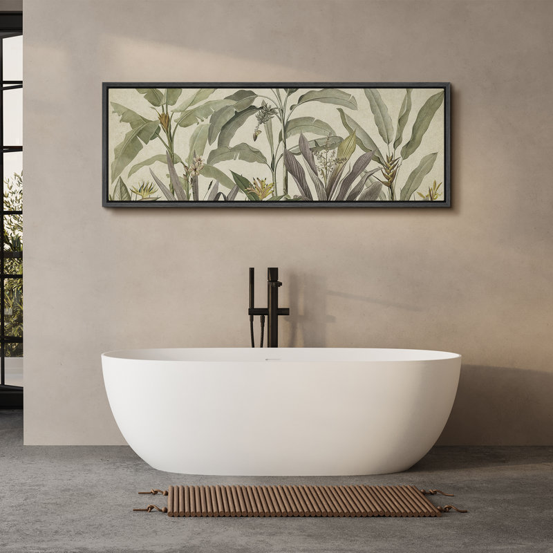 «Tropical Palm Green Banana Leaf Plant Floral Botanical», reproduction sur toile, H 20 po x l 60 po, Noir, noir, noir, noir