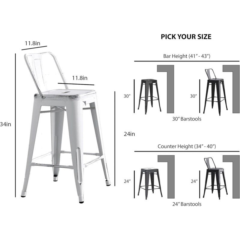 Tabourets de bar modernes et modernes, Blanc