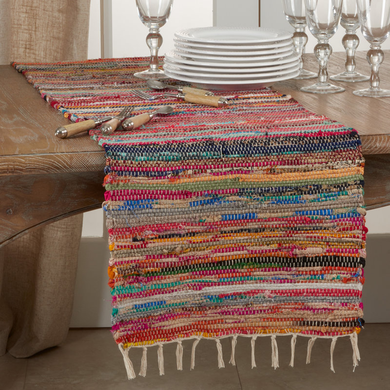Striped Cotton Blend Table Runner