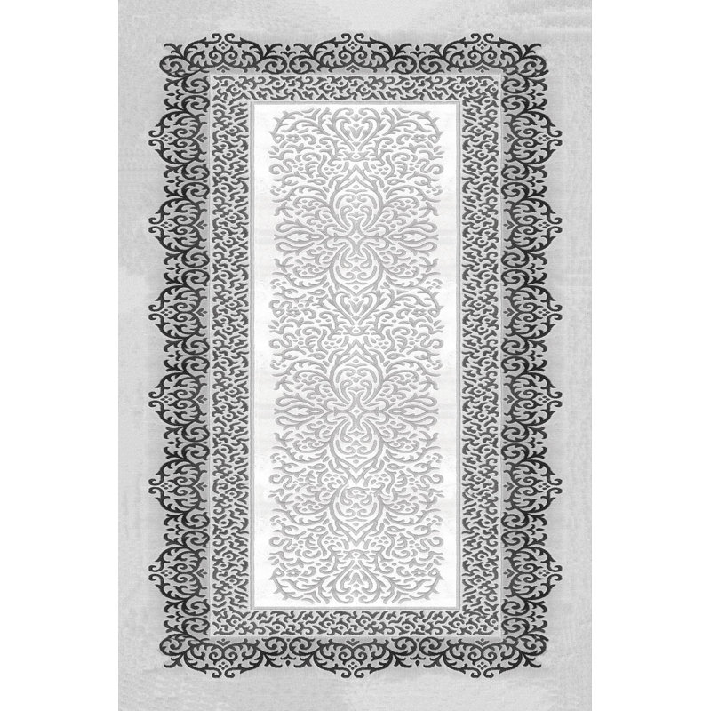 Tapis oriental en polyester tissé à la machine Leer, Rectangle 4 pi 7 po x 7 pi 3 po