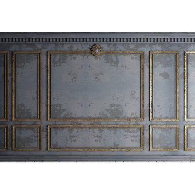 Antique Gold Framed Gray Panel Wall Mural