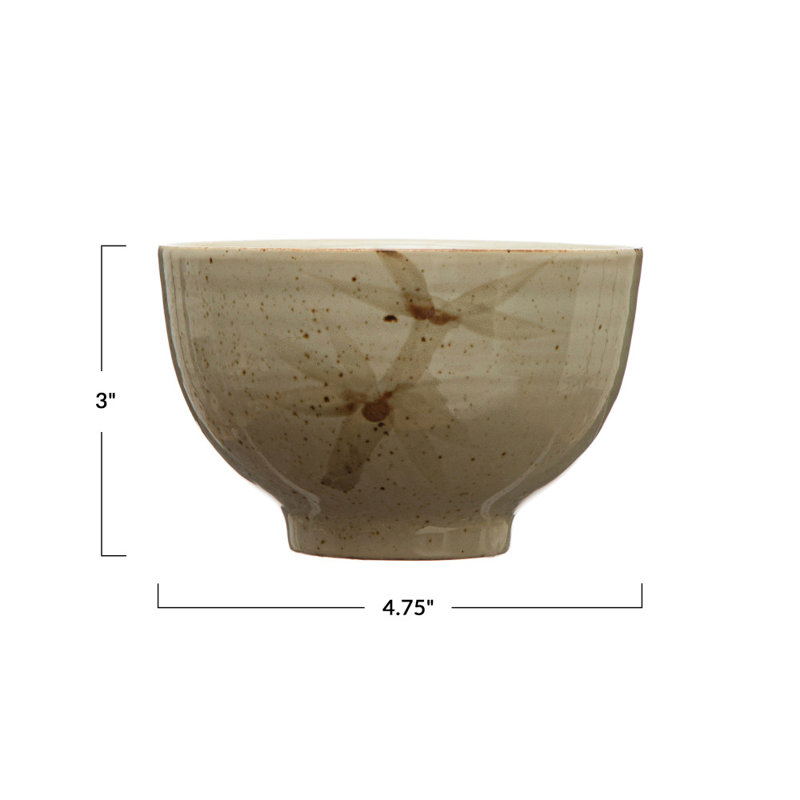 Stoneware Bowl with Hand-Painted Bamboo Reactive Glaze
