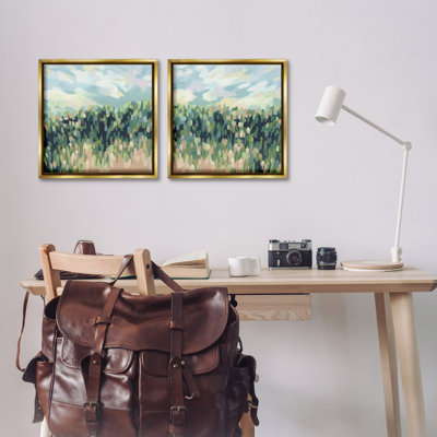 Abstract Tall Wheat Grass Field  2 PC Framed Floater Canvas Set by June Erica Vess