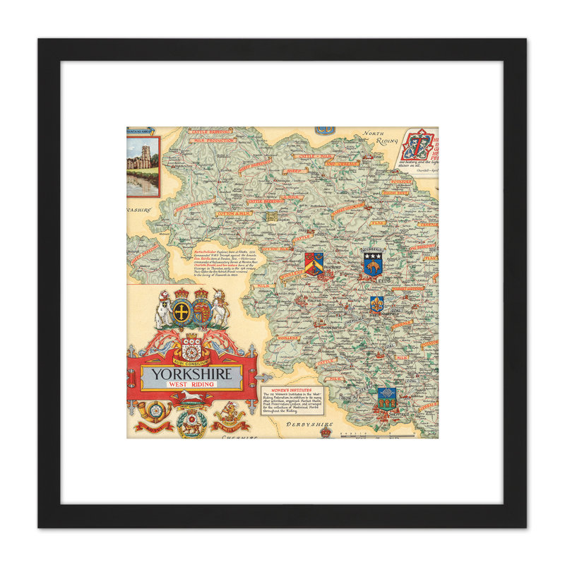 Map Clegg 1946 West Riding Yorkshire Pictorial - Single Picture Frame Painting