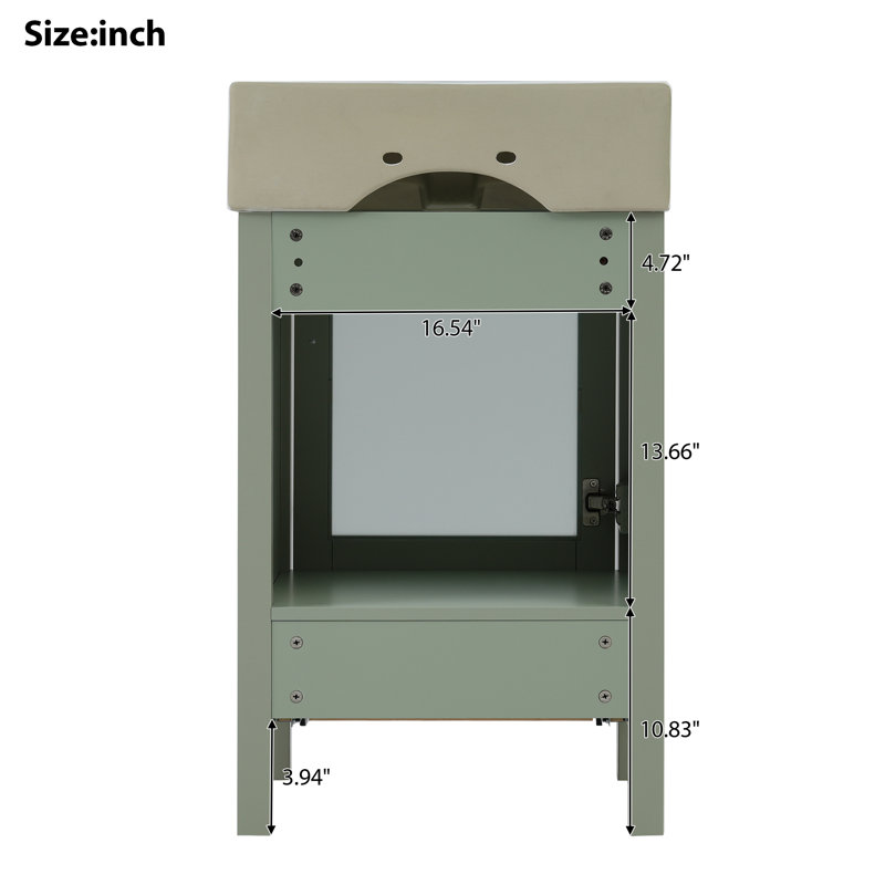 Petit meuble-lavabo de 20 po avec lavabo en céramique, portes en verre givré et charnières à fermeture en douceur - conception moderne peu encombrante