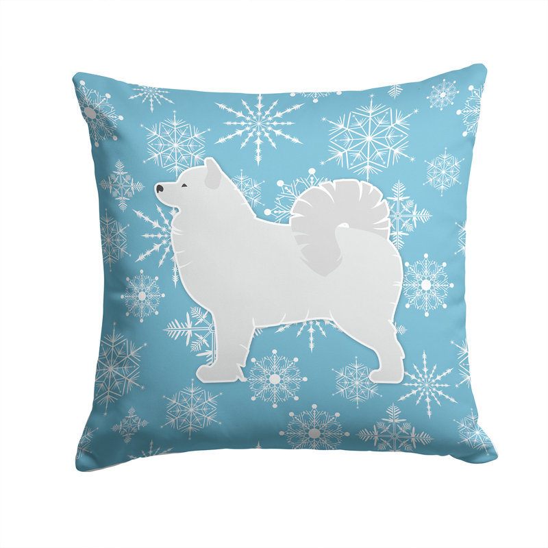 Coussin intérieur/extérieur en flocons d’hiver, H 14 po x l 14 po x P 3 po