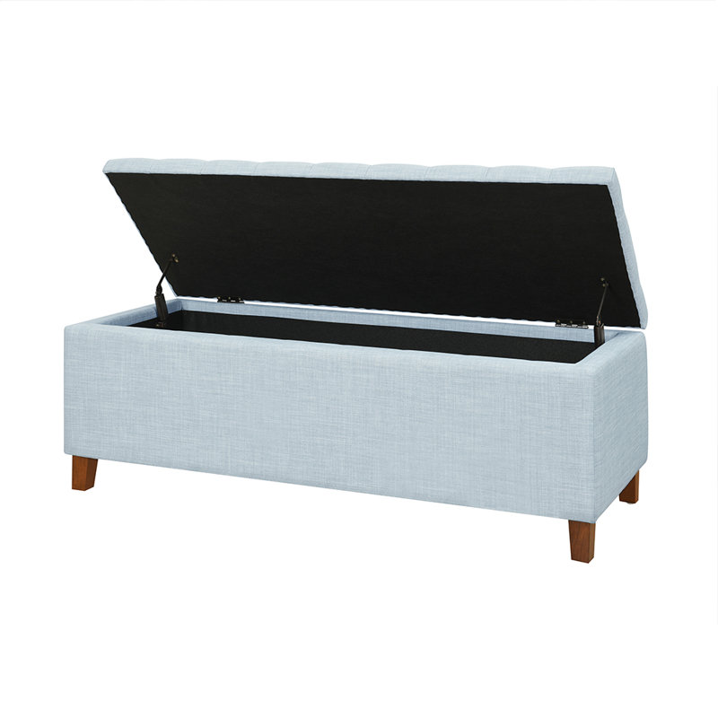 Banc de rangement rembourré Maniscalco, Bleu clair