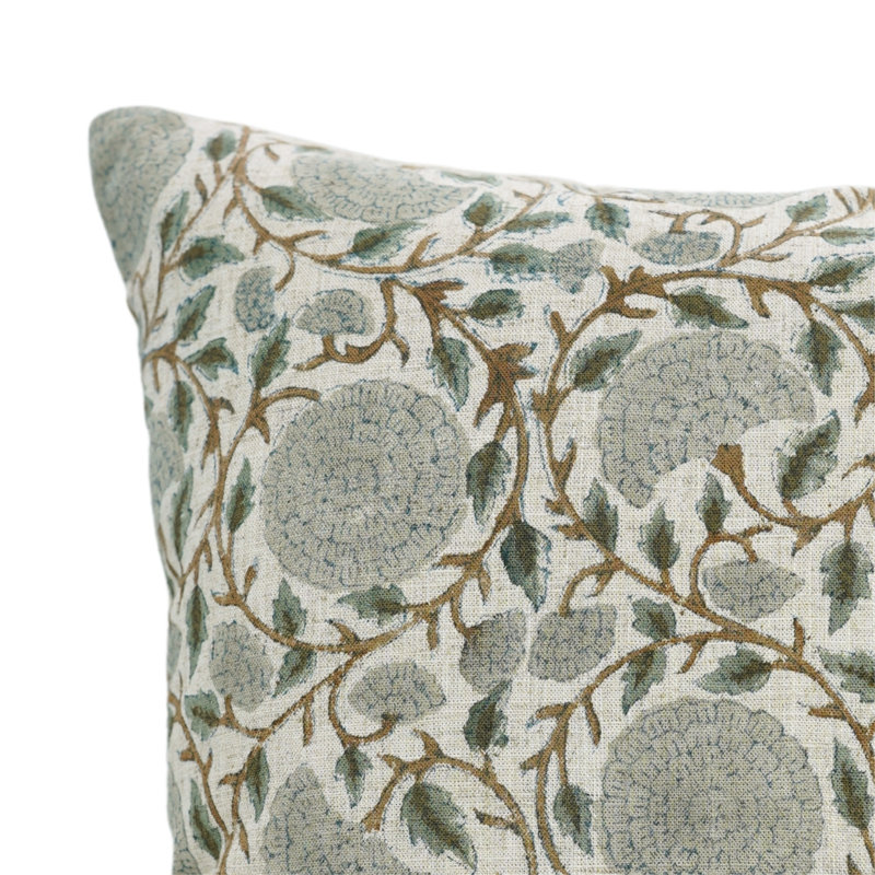 Housse de coussin en lin à motif de blocs Fab printine, printemps été (Karwachauth, gris), Carré, H 24 po x l 24 po