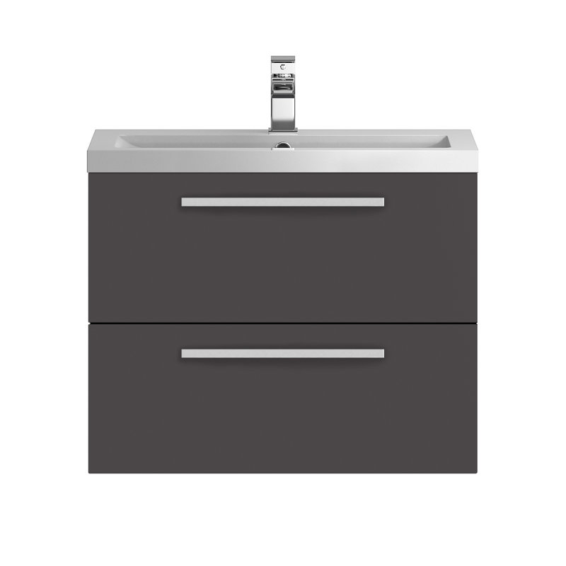 Quartet 720mm Single Bathroom Vanity with Integrated Polymarble Basin, Grey Gloss