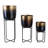 Planters On Stands Metal Iron Modern Design Indoor Outdoor Home Garden Use Set Of 3 - 27", 20", 15" Gold, Black, Gunmetal-1083056158