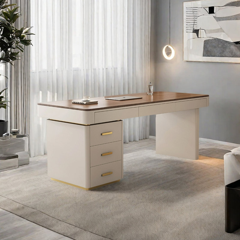 Multi-layer solid wood board desk, 29.53" H x 62.99" W x 27.56" D